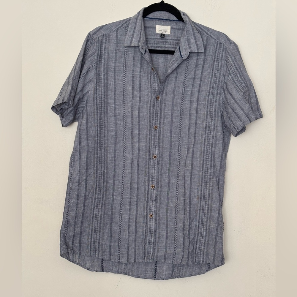 Civil Society Gray Striped Men’s Casual Shirt Size Large